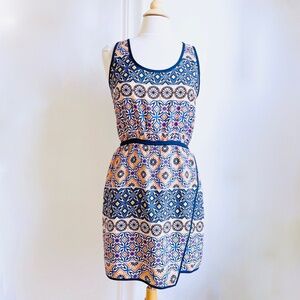 Bar lll Geometric Batik Multicolor Print Faux Wrap Sheath Dress Size M Medium